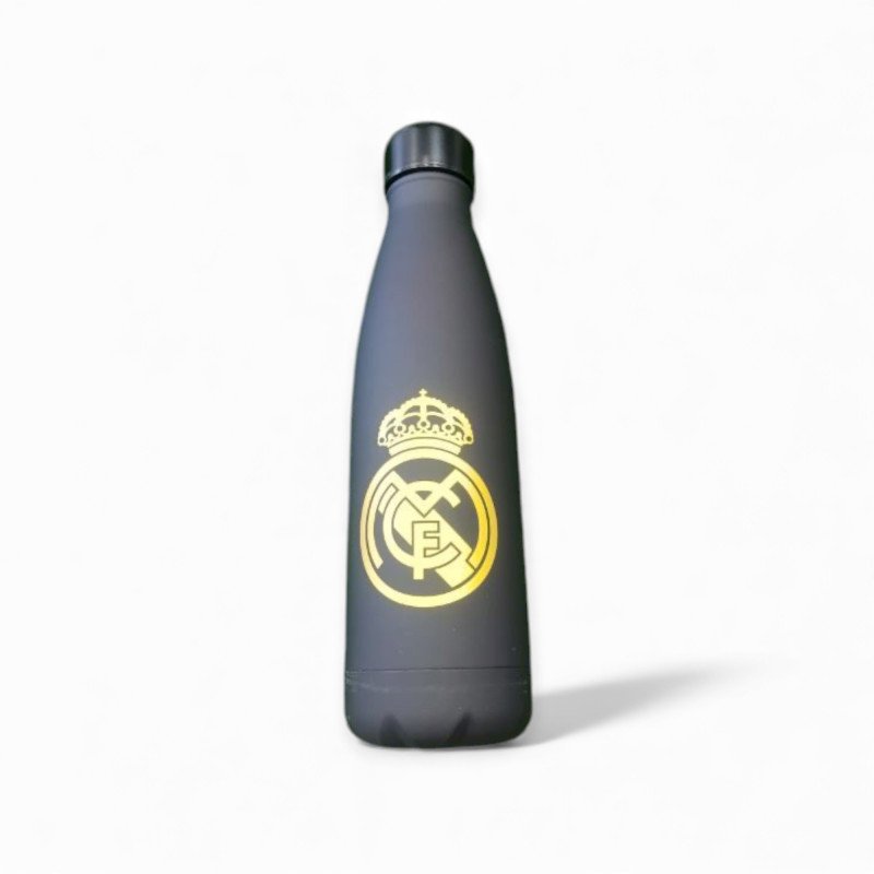 REAL MADRID BOTELLA ALUMINIO NEGRA CON ORO RUBBERIZADA 500 M